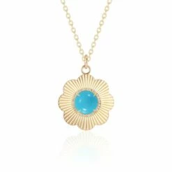 Revival Persephone Turquoise Pendant Necklace With Diamonds