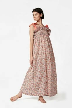 Jaime Dress In Coral Floral -Cheap Tuke Bazaar Store 20211029 CASEYMARKS OM12933