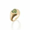 Eden Love Signet Pinky Ring With Green Tourmaline Gemstone