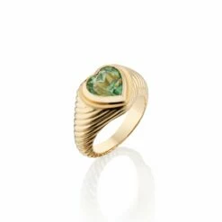 Eden Love Signet Pinky Ring With Green Tourmaline Gemstone