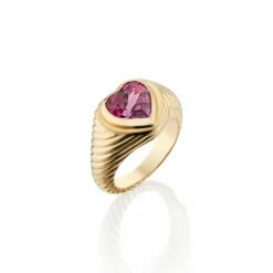 Eden Love Signet Pinky Ring With Pink Tourmaline Gemstone