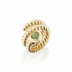 Eden Coil Love Ring With Green Tourmaline Gemstone