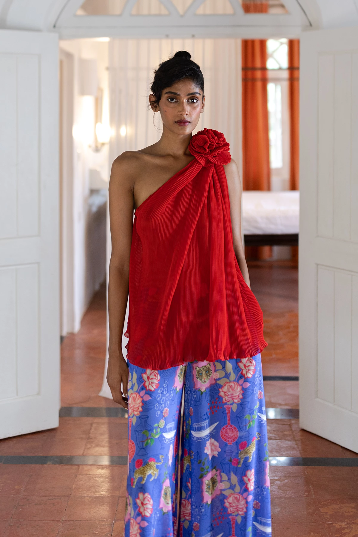 One Shoulder Rosette Blouse 2 One Shoulder Rosette Blouse - Image 2