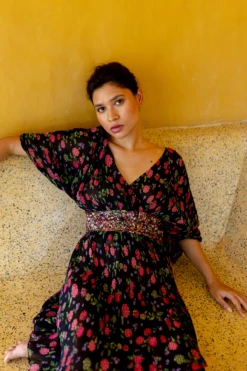 Recycled Plisse Belted Maxi -Cheap Tuke Bazaar Store 49c