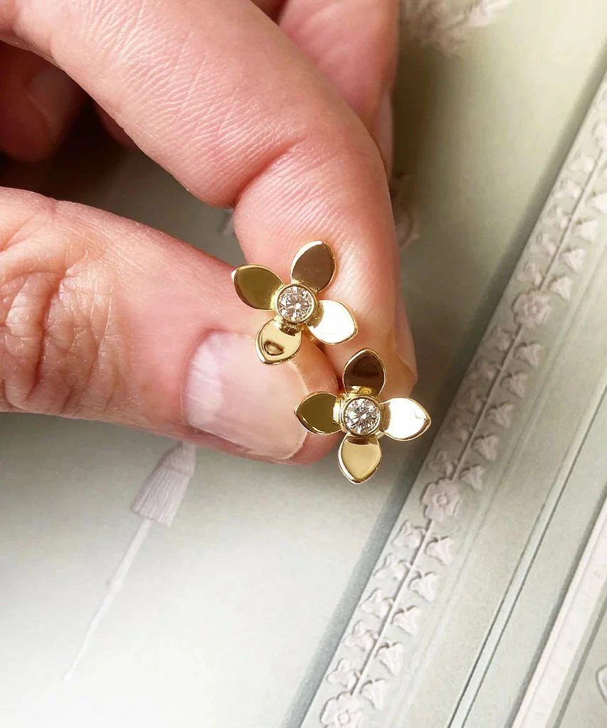 Medium Fleur Diamond Earrings 2 Medium Fleur Diamond Earrings - Image 2