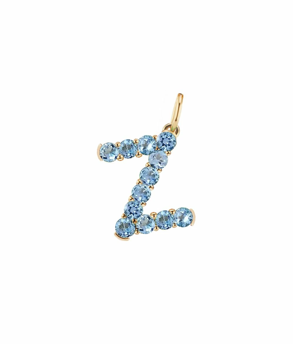 Confetti Blue Topaz Letter Pendant 1 Confetti Blue Topaz Letter Pendant
