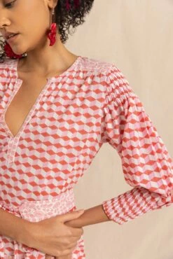 Eve Dress In Coral Falling Blocks 7 Eve Dress In Coral Falling Blocks -Cheap Tuke Bazaar Store EveDressinCoralFallingBlocksRVP 8401