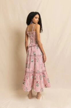 Fiesta Dress In Cherry Jodhpur Stripe -Cheap Tuke Bazaar Store FiestaDressinCherryJodphurStripeRVP 7906