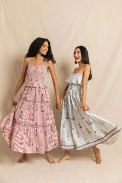 Fiesta Dress In Cherry Jodhpur Stripe -Cheap Tuke Bazaar Store FiestaandEllenDressesincherryandbluejodphurstripeRVP 7938