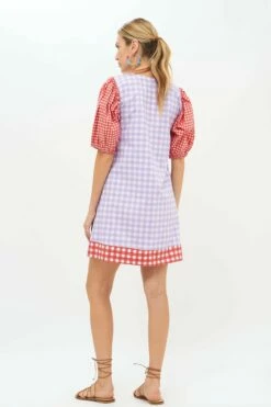 Puff Crew Neck- Gingham Lavender -Cheap Tuke Bazaar Store Gingham Lavender Puff Crew Neck 2 3da9b274 d593 4961 a9eb ca729edb330b