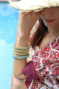 Gold With Turquoise Bracelet