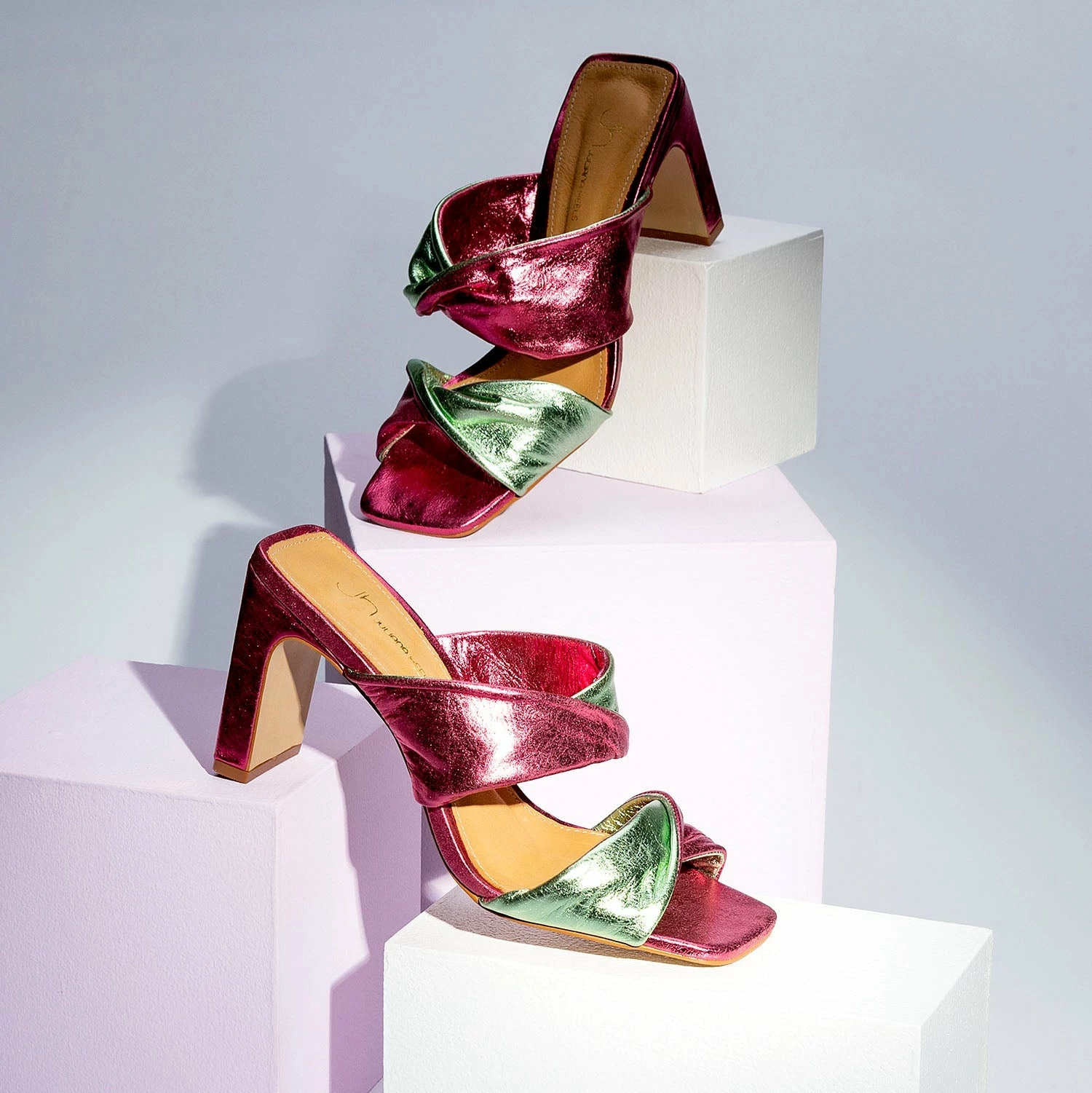 Gaia - Magenta Metallic Heels Sandals 3 Gaia - Magenta Metallic Heels Sandals - Image 3