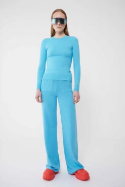 Aqua Peachskin Long Sleeve Crew Neck -Cheap Tuke Bazaar Store JOOSTRICOT2023013132101