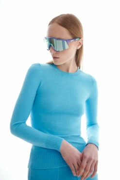 Aqua Peachskin Long Sleeve Crew Neck -Cheap Tuke Bazaar Store JOOSTRICOT2023013132141