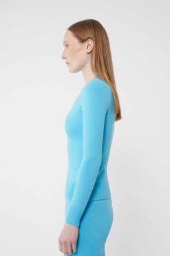 Aqua Peachskin Long Sleeve Crew Neck -Cheap Tuke Bazaar Store JOOSTRICOT2023013132152