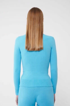 Aqua Peachskin Long Sleeve Crew Neck -Cheap Tuke Bazaar Store JOOSTRICOT2023013132155