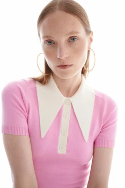 Sweet Pink/Ice Water Peachskin Short Sleeve Polo -Cheap Tuke Bazaar Store JOOSTRICOT2023013132214