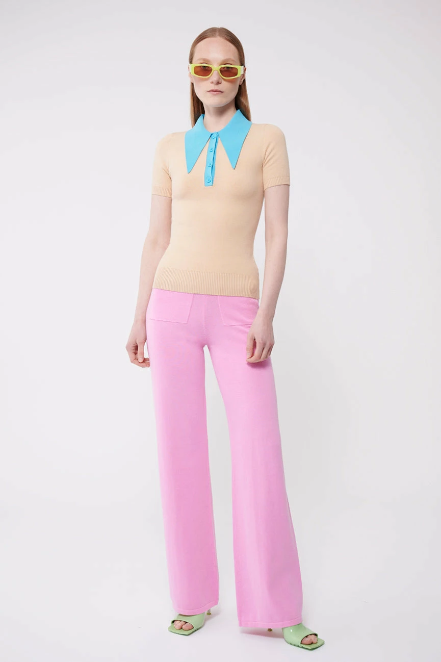 Fieno / Aqua Peachskin Short Sleeve Polo 4 Fieno / Aqua Peachskin Short Sleeve Polo - Image 4