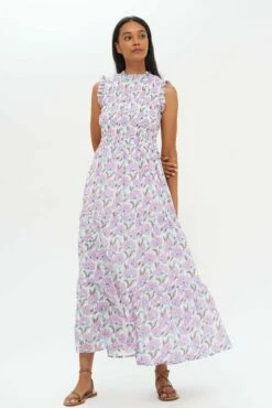 Sleeveless Smocked Maxi- Lucia Lilac