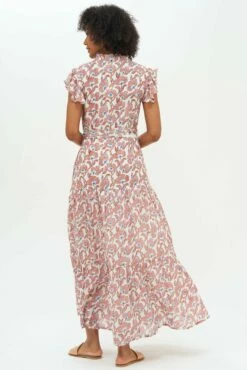 Ruffle Collar Button Maxi- Lucia Orange -Cheap Tuke Bazaar Store Lucia Orange RCBM 3