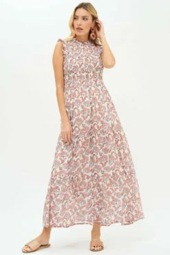 Sleeveless Smocked Maxi- Lucia Orange -Cheap Tuke Bazaar Store Lucia Orange SS Maxi 1