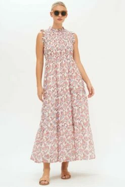 Sleeveless Smocked Maxi- Lucia Orange