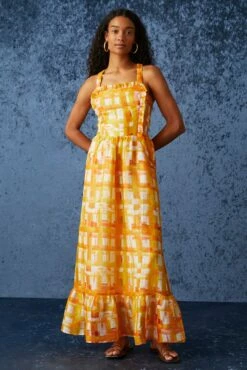 Cheap Tuke Bazaar Store -Cheap Tuke Bazaar Store Marie Oliver Prima Dress Golden Madras 01