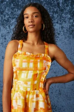 Prima Dress -Cheap Tuke Bazaar Store Marie Oliver Prima Dress Golden Madras 02