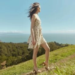 Katty Beaded Embroidered Mini Dress With Puka Fringe