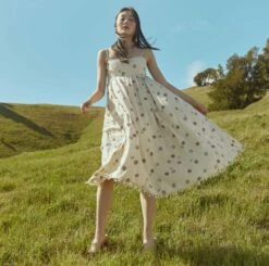 Gavin Beaded Embroidered Midi Dress With Puka Fringe