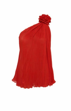 One Shoulder Rosette Blouse