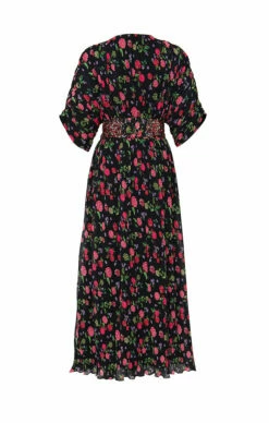 Recycled Plisse Belted Maxi -Cheap Tuke Bazaar Store NA049 BlackWildberry 2