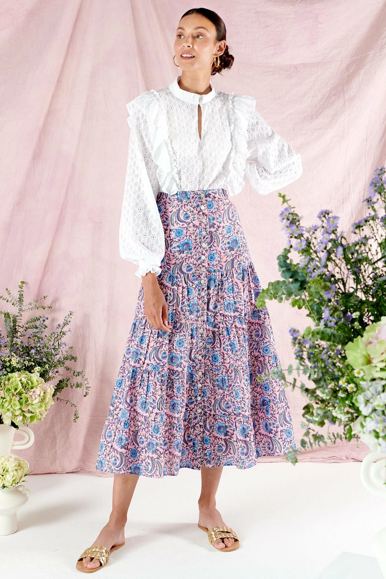 Maddison Skirt In Orchid Chintz 2 Maddison Skirt In Orchid Chintz - Image 2