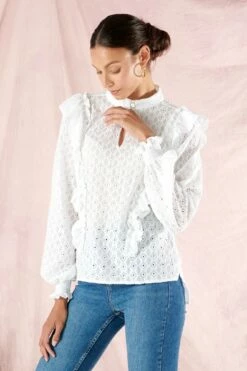 Milly Ruffle Shirt In Diamond Lace -Cheap Tuke Bazaar Store NN23Studio5784 c KBartelski2022