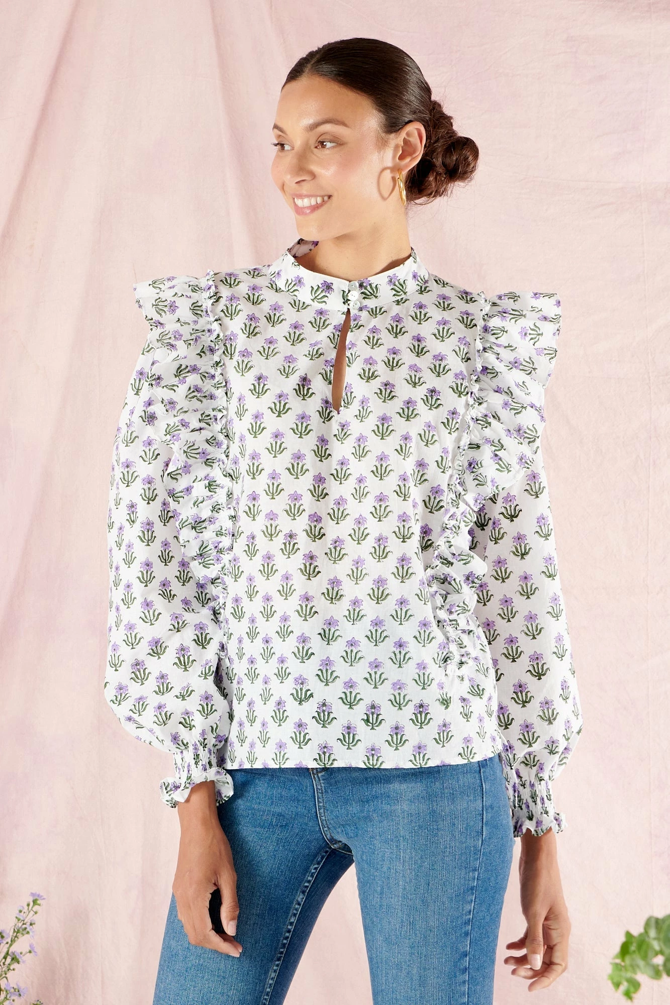 Milly Ruffle Shirt In Iris 3 Milly Ruffle Shirt In Iris - Image 3