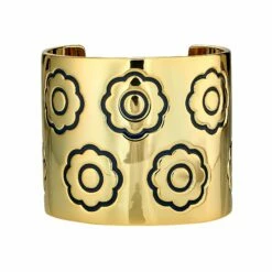 Engraved Flower Cuff - Navy