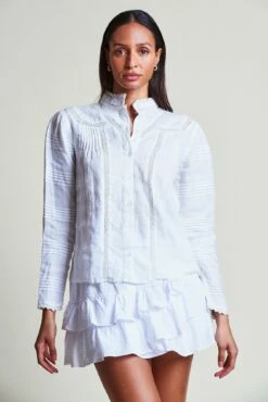 The Priya Shirt -Cheap Tuke Bazaar Store PriyaShirt White Miniskirt WhiteSwissDot 1