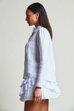 The Priya Shirt -Cheap Tuke Bazaar Store PriyaShirt White Miniskirt WhiteSwissDot 2