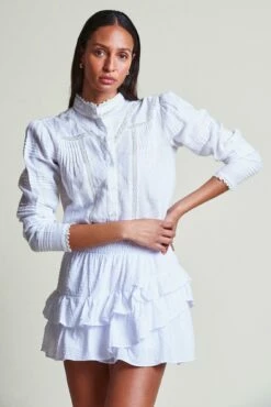 The Priya Shirt -Cheap Tuke Bazaar Store PriyaShirt White Miniskirt WhiteSwissDot 4