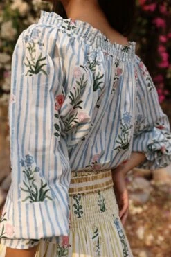 Pinto Blouse In Blue Jodphur Stripe -Cheap Tuke Bazaar Store RVP 1763