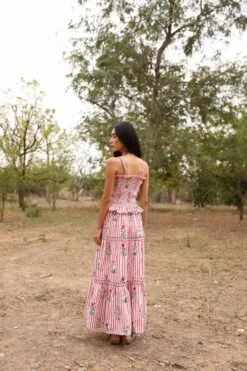 Fiesta Dress In Cherry Jodhpur Stripe -Cheap Tuke Bazaar Store RVP 9768