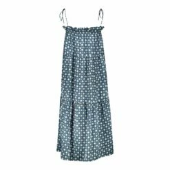 DAISY DRESS MIDI - PITCH BLUE DIAMONTE -Cheap Tuke Bazaar Store SilkCottenPitchBlueMaxiDaisyDress Back