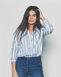 The Boyfriend Shirt -Cheap Tuke Bazaar Store TheShirtbyRochelleBehrens Womens WideSkyBlueWhiteStripe TheClassicCollection TheBoyfriendShirt 6 ba37a361 3f3a 4508 bc4d 831fd3602d04
