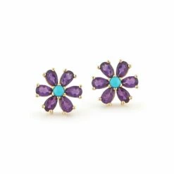 Les Fleurs Amethyst And Turquoise Earrings