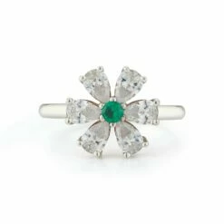 Les Fleurs Diamond And Emerald Ring