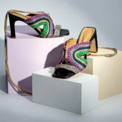 Aphrodite - Mare Metallic Block Heels Sandal -Cheap Tuke Bazaar Store juliana heels sandals aphrodite mare metallic block heels sandal 37937294180595